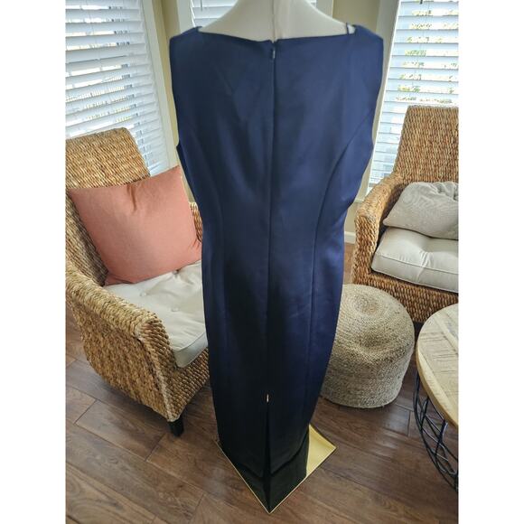 Talbots Navy Blue Beaded Satin Dress Women’s Size 16 Formal New - Picture 5 of 10